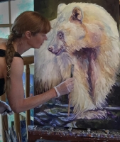 Ma a Grandmother Spirit Bear with artist